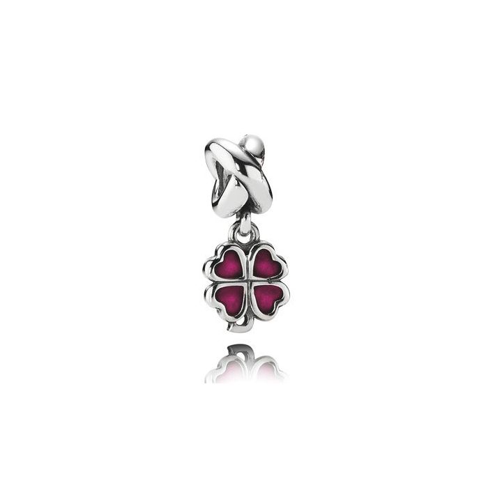 Four-leaf clover silver dangle with pink - Suninen verkkokauppa  arvokellojen asiantuntija