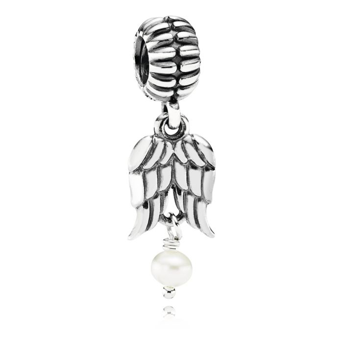 Angel wings silver dangle with white pea - Suninen verkkokauppa  arvokellojen asiantuntija