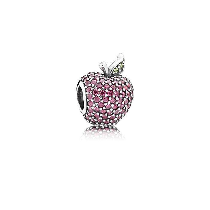 Apple pave silver charm with fancy red c - Suninen verkkokauppa  arvokellojen asiantuntija